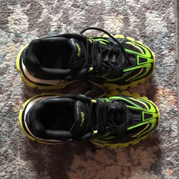 Balenciaga track 2 neon green and black used ! Size 8 US - Picture 2 of 4